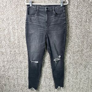 14 Short American Eagle Curvy Highest Rise Gray Distressed Jeggings